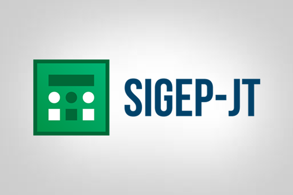 Fundo cinza claro em degradê com a logo do Sigep-JT.
