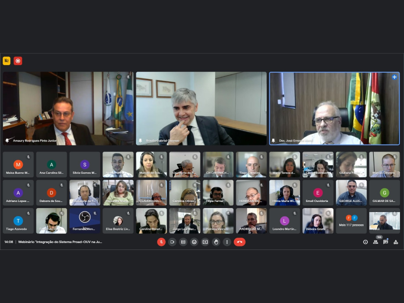 O Webinário Integração do Sistema Proad-OUV na Justiça do Trabalho contou com quase 200 participantes de todos os TRTs