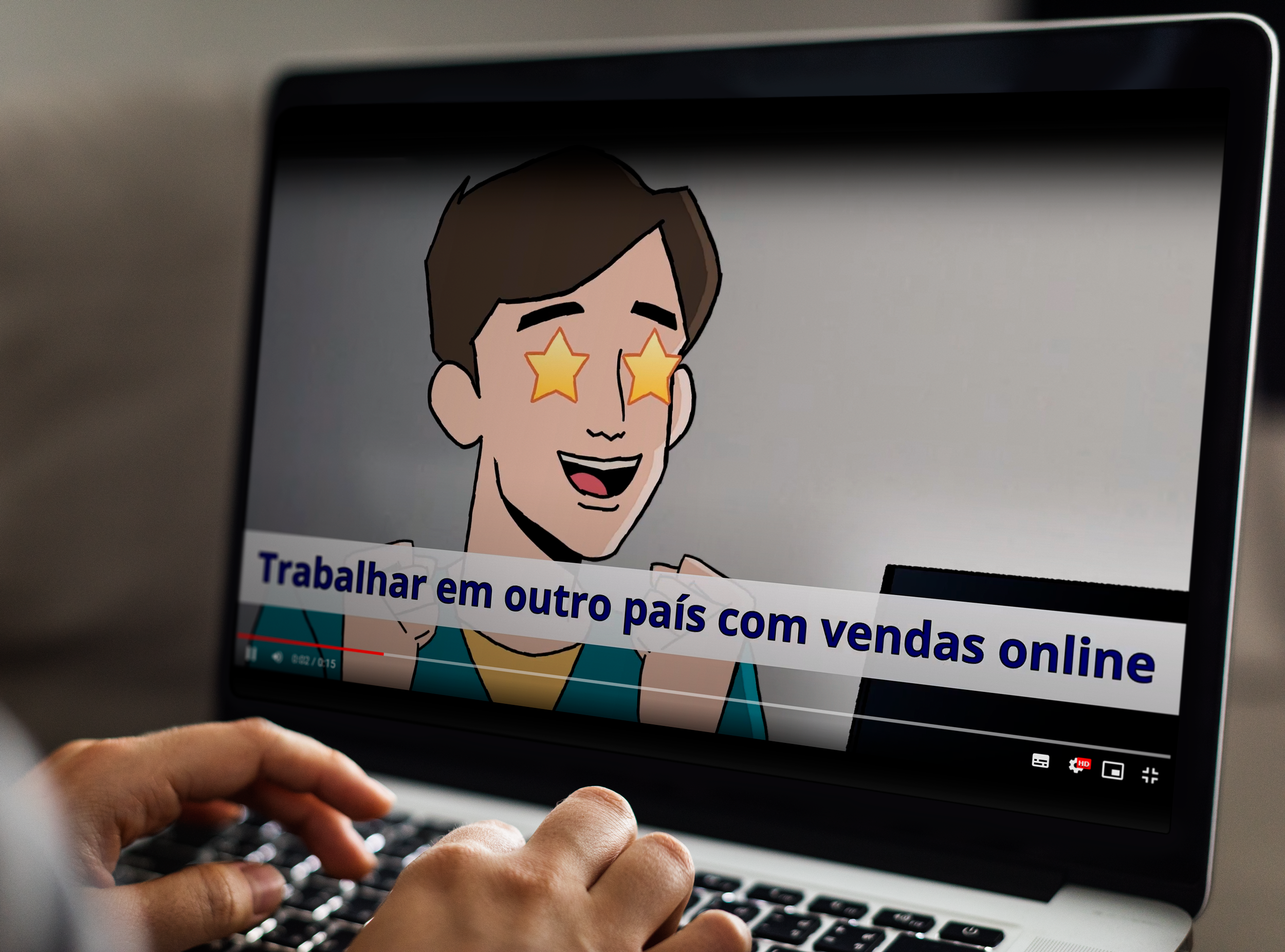 Notebook exibindo vídeo da série Expectativa x Realidade da campanha Liberdade no Ar