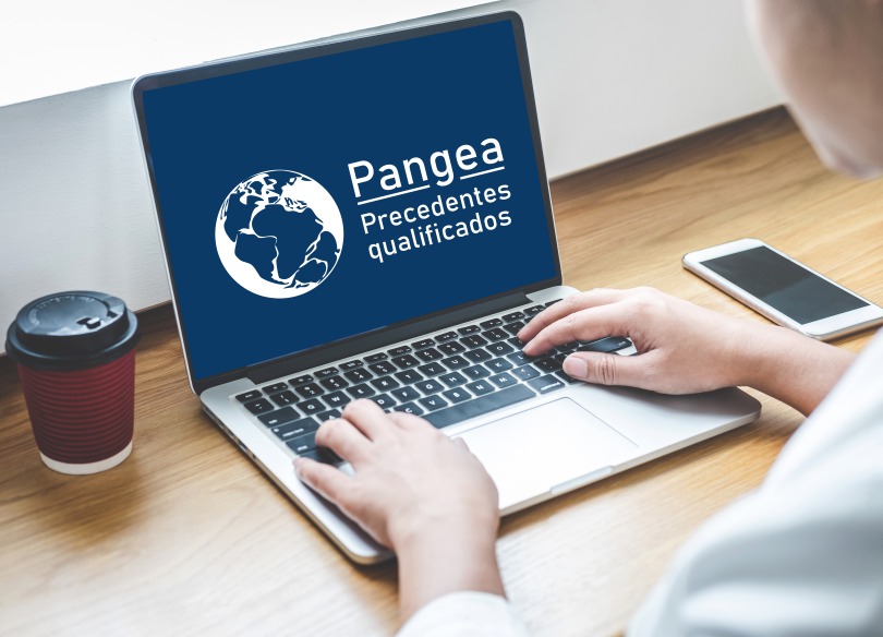Na imagem, pessoa usando o sistema Pangea em laptop
