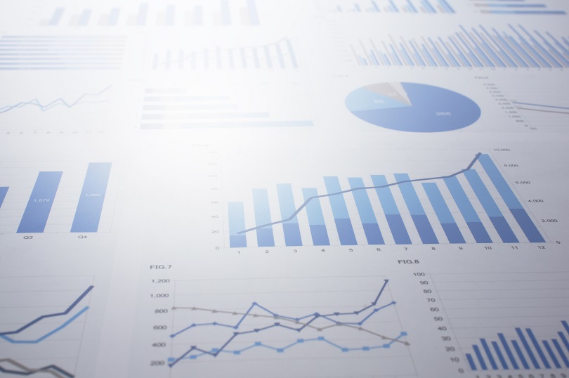 Tela com gráficos de várias formas.
