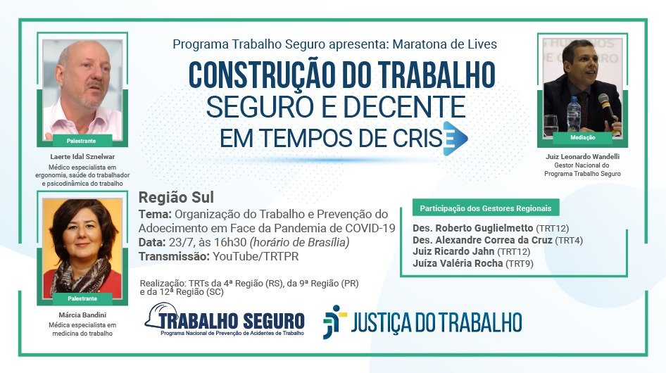 Live nesta quinta (23) abordará saúde e segurança no trabalho em tempo de pandemia