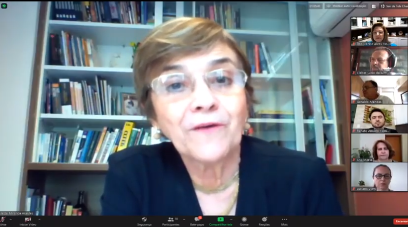Ministra Delaíde Miranda Arantes durante abertura do webnário