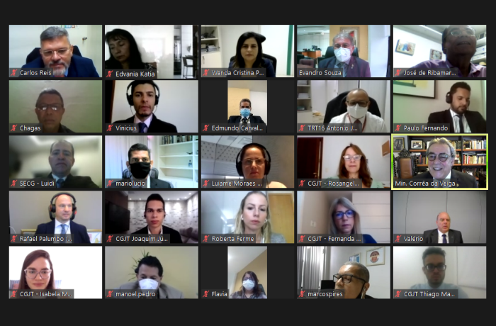 Print da tela com os participantes de uma das reuniões remotas da correição no TRT-16.
