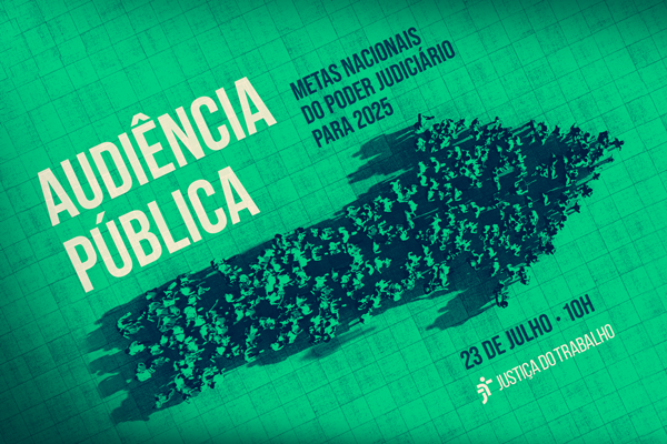 Banner de divulgação da Audiência Pública que possui pessoas formando uma seta e contém o texto: