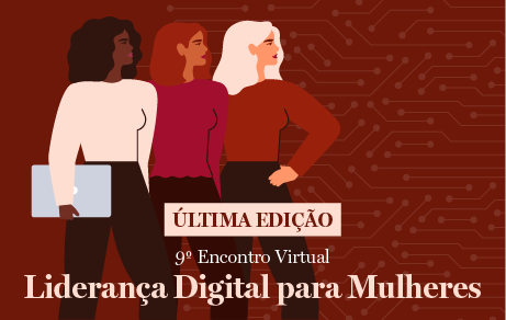 Banner de divulgação com a ilustração de três mulheres e o texto: