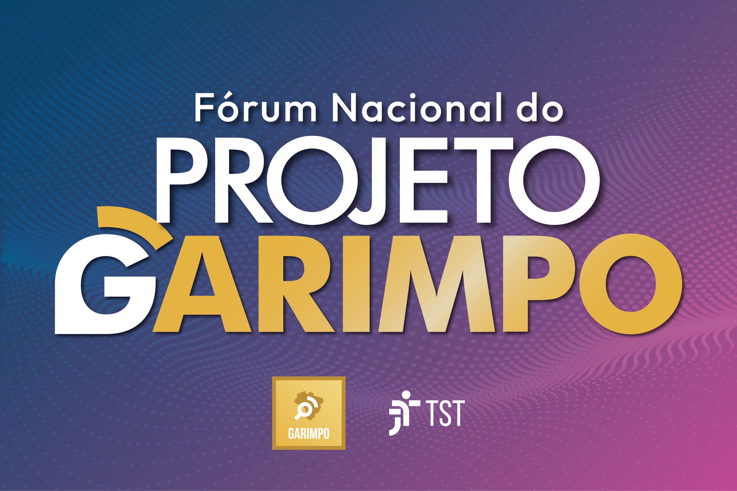 Ilustração do evento: Fundo em degradê em azul e roxo e está escrito 