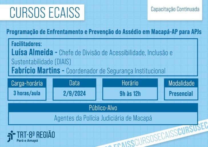 Imagem que mostra a carga horária das palestras sobre Enfrentamento e Prevenção de Assédio