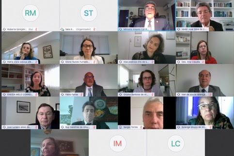Ministro Aloysio em videoconferência com os desembargadores do TRT da 6ª Região (Pernambuco)