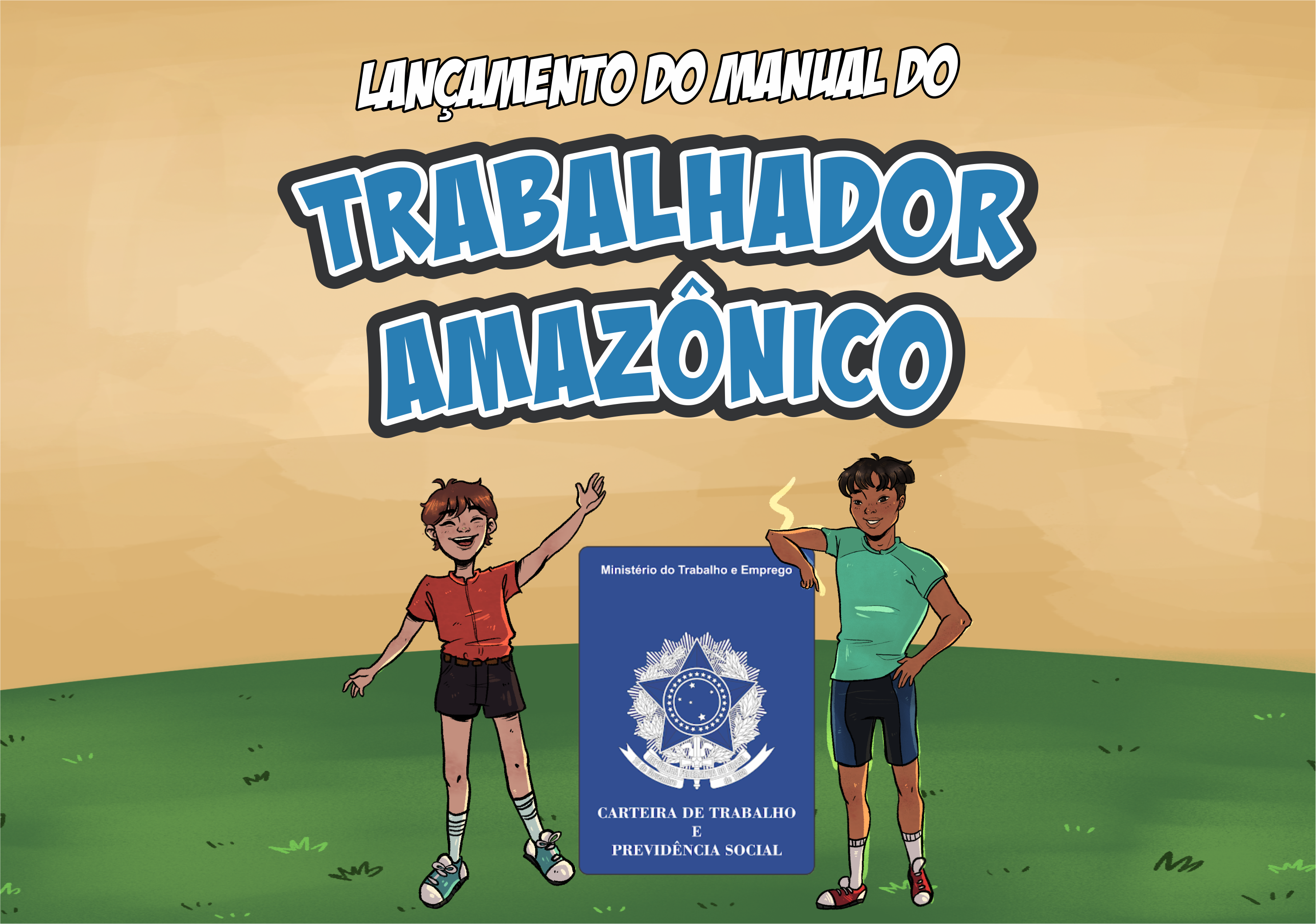 Imagem com duas pessoas próximas a uma carteira de trabalho para representar o lançamento do Manual do Trabalhador Amazônico pelo TRT-11