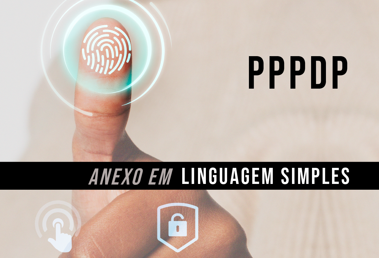 Imagem de um dedão com a digital e a legenda ''PPPDP Anexo em Linguagem Simples''.