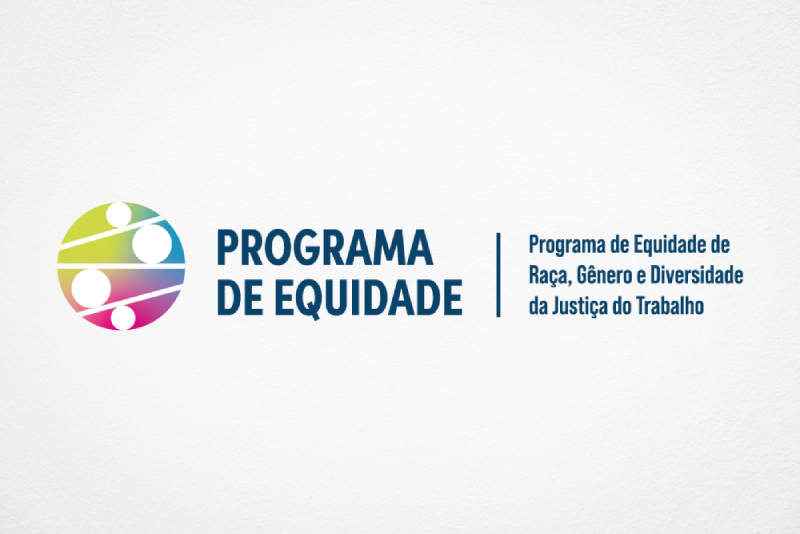 Fotografia de um círculo com mini círculos e a legenda ''Programa de Equidade Programa de Equidade de Raça, Gênero e Diversidade da Justiça do Trabalho''.