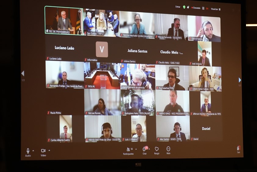 Representantes de TRTs de médio porte participaram por videoconferência.