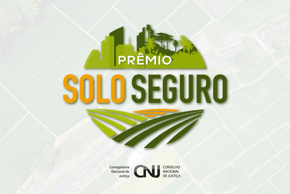 Logo do Prêmio Solo Seguro. Elementos de cidade e campo.