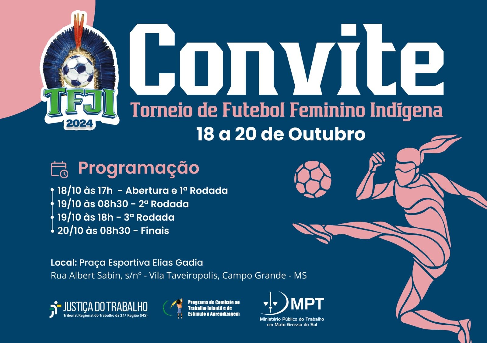 Imagem referente a promoção do 1º Torneio de Futebol Feminino Indígena no TRT-24 (MS)