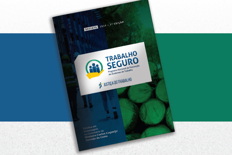 capa em verde e azul da revista trabalho seguro 