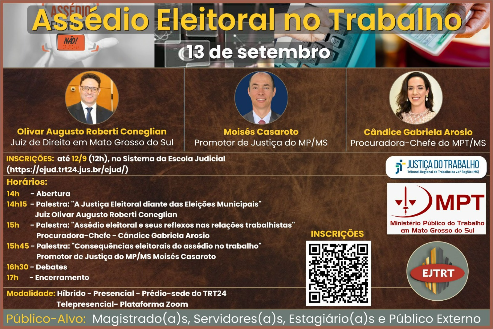 Evento sobre Assédio Eleitoral no Trabalho em MS será realizado nesta sexta-feira (13)