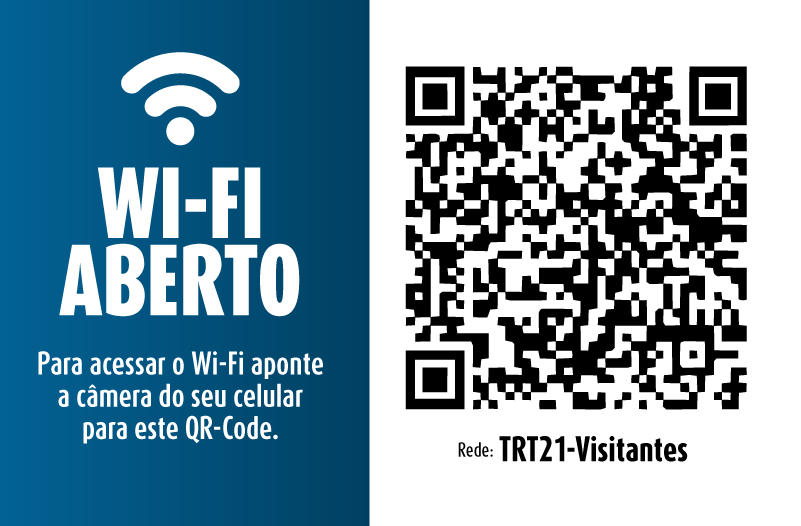 Fotografia com o QR-Code para acessar Wi-Fi aberto no TRT-21.