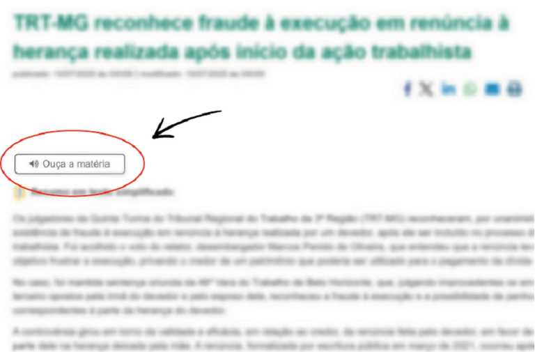 Portais do TRT da 3ª Região (MG) ganham novo recurso de acessibilidade