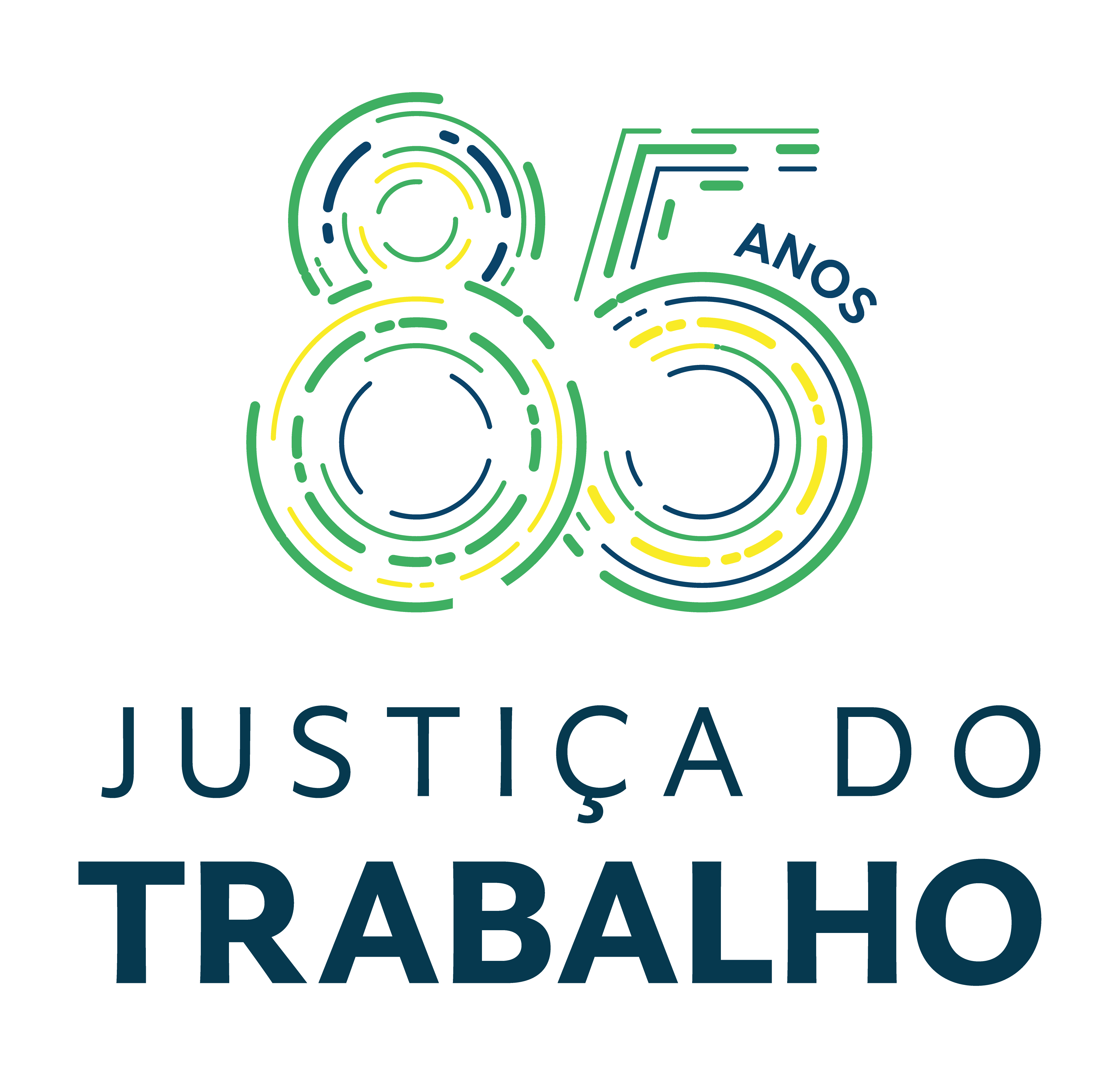 Selo estilizado com o número 85 parecendo uma digital