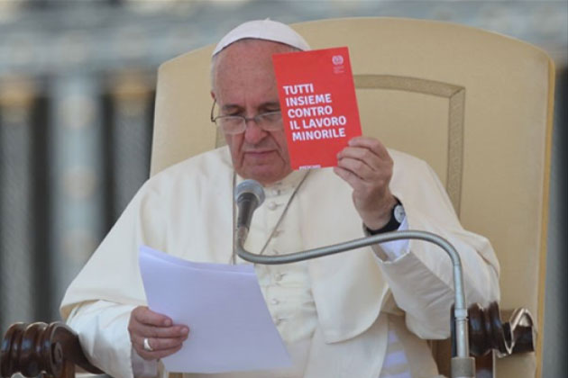 Papa envia mensagem de apoio à campanha de Combate ao Trabalho Infantil da Justiça do Trabalho