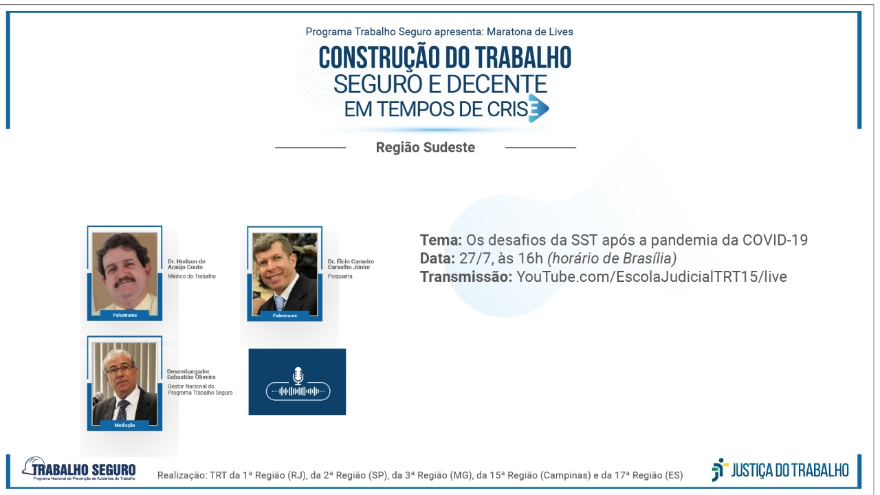 Última live de maratona do Trabalho Seguro abordará desafios da saúde no trabalho pós-pandemia