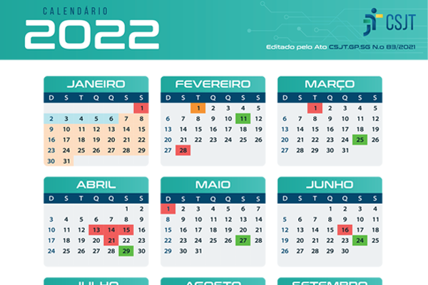 Calendário de sessões do CSJT para 2022 está disponível para download